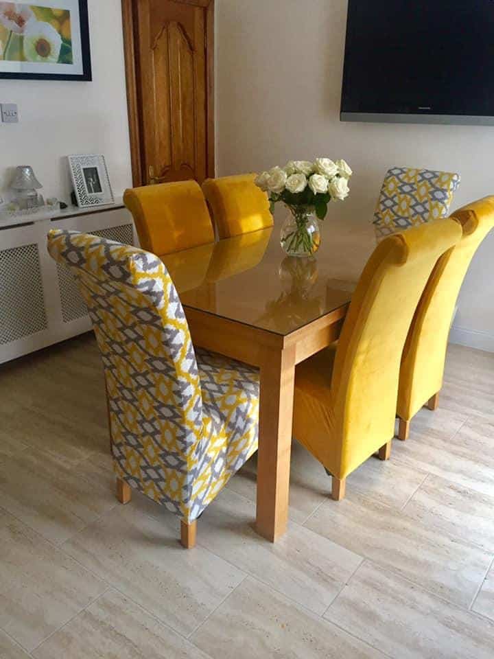 Mustard Velvet Chair Cover J F, Dining Room Chair Seat Covers Uk